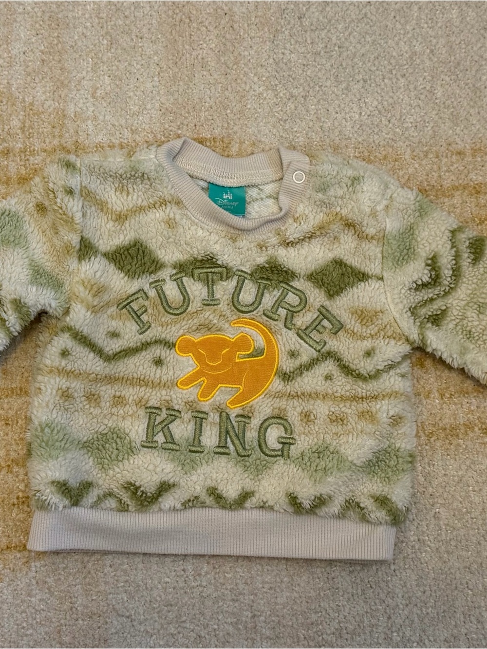 Disney Lion King Future King Plush Crewneck Sweater - Green & Yellow